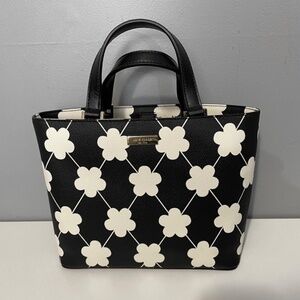 New Kate Spade Juno Floral Grant St Vinyl Mini Tote Black White $298